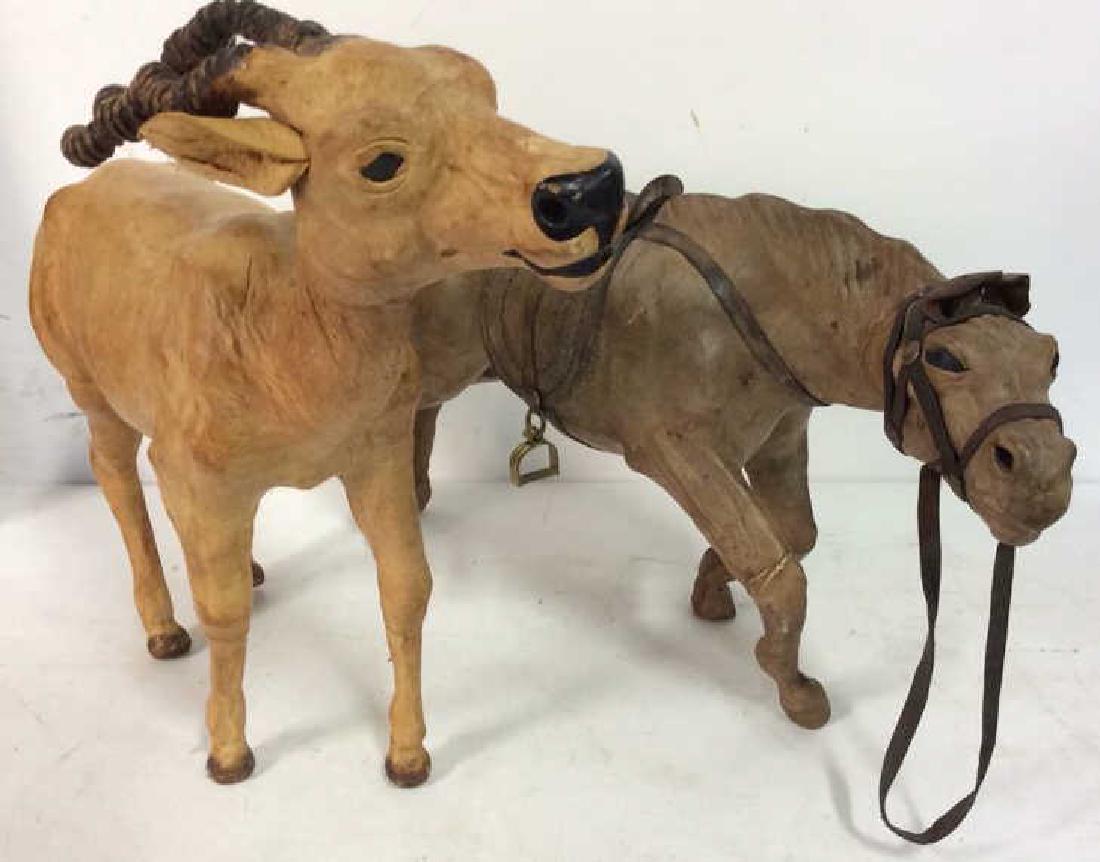 Vintage Leather Model Horse W Gazelle Statues (1 of 10)