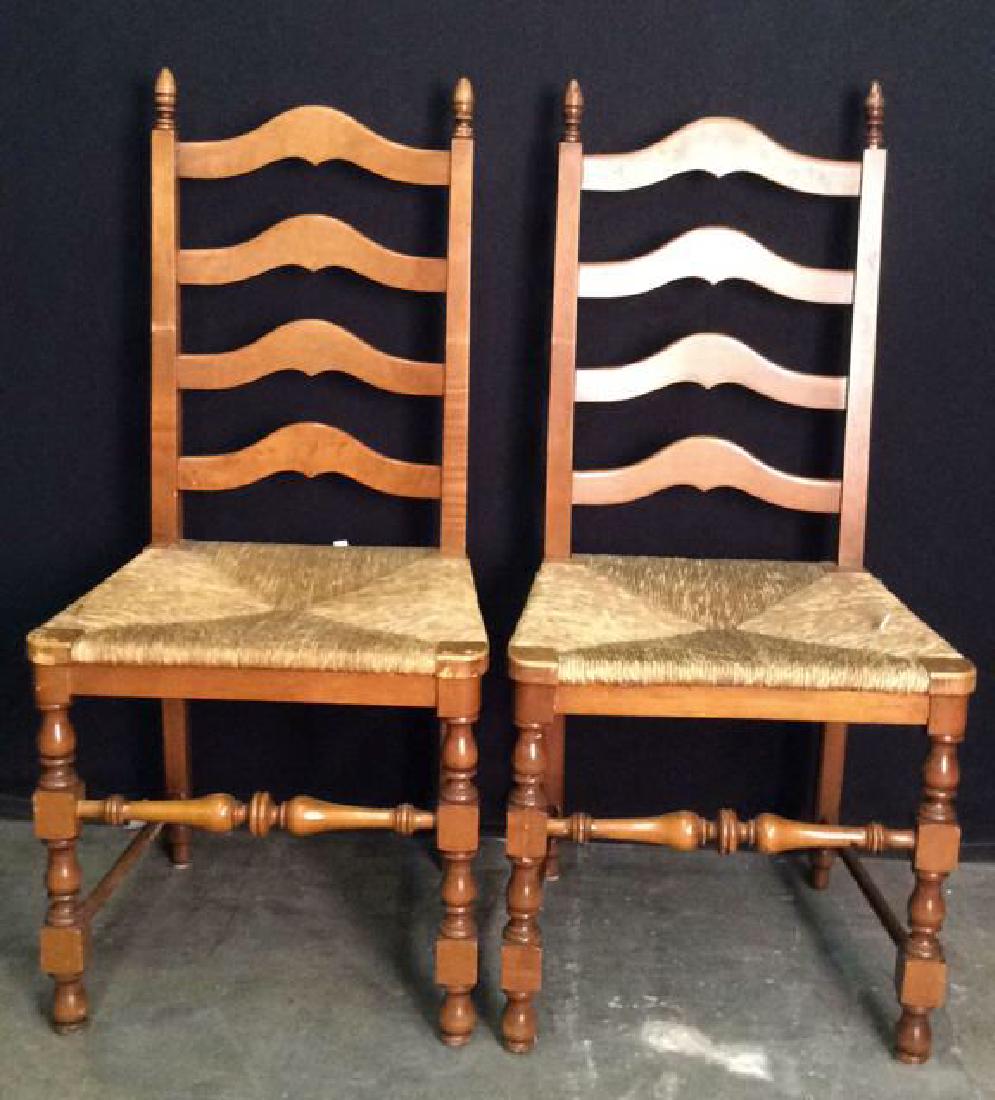Lot 2 Rush Seat Wooden Ladderback Chairs (1 of 10)