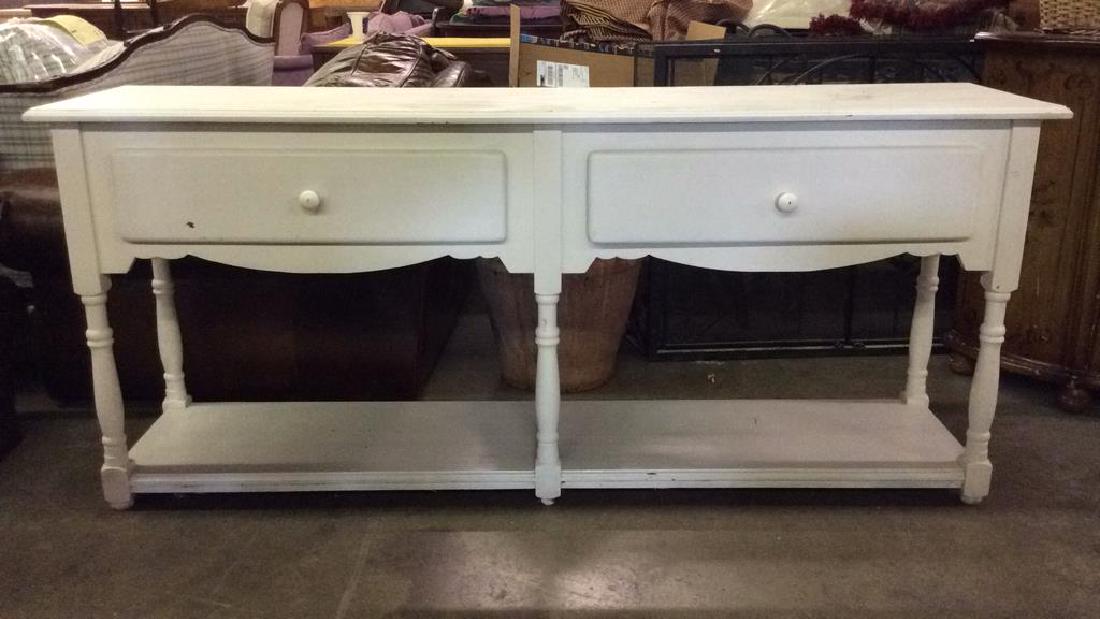 White Toned Carved Wooden Console Table (1 of 10)