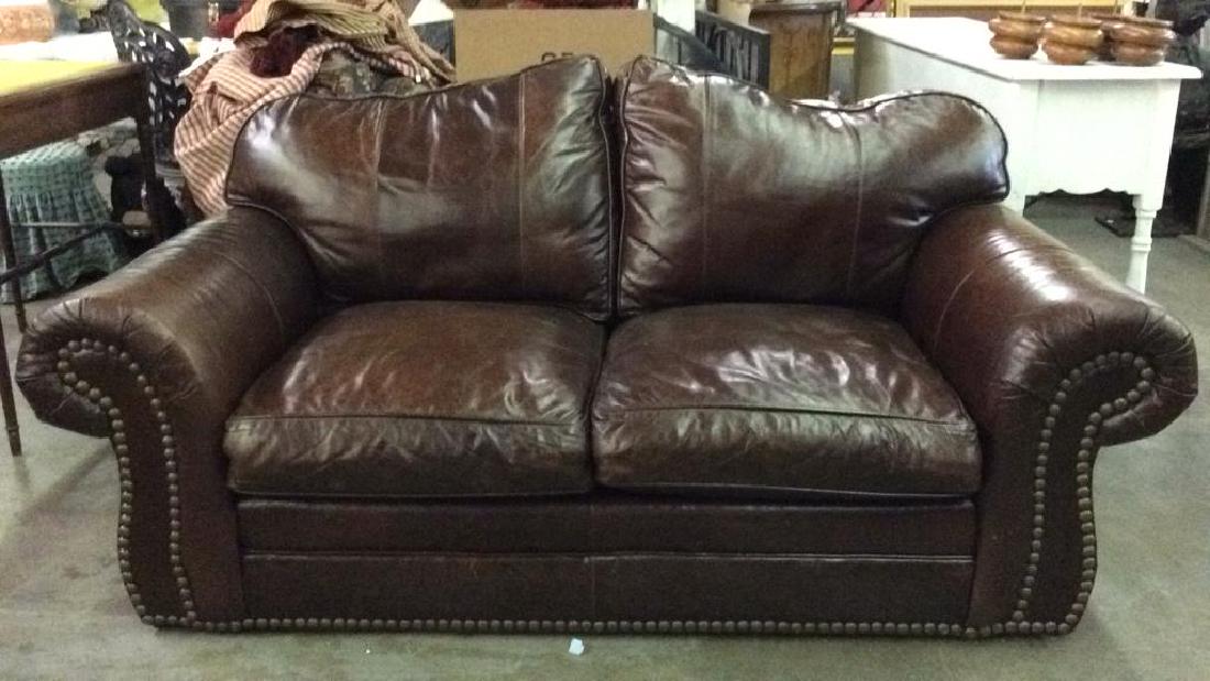 Brown Toned Leather Couch Sofa Loveseat (1 of 10)