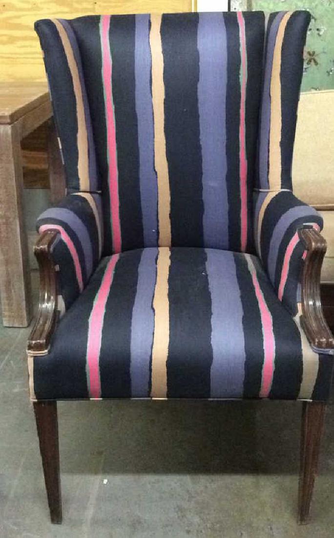 Multi Toned Wooden Frame Cushioned Wing Chair (1 of 10)