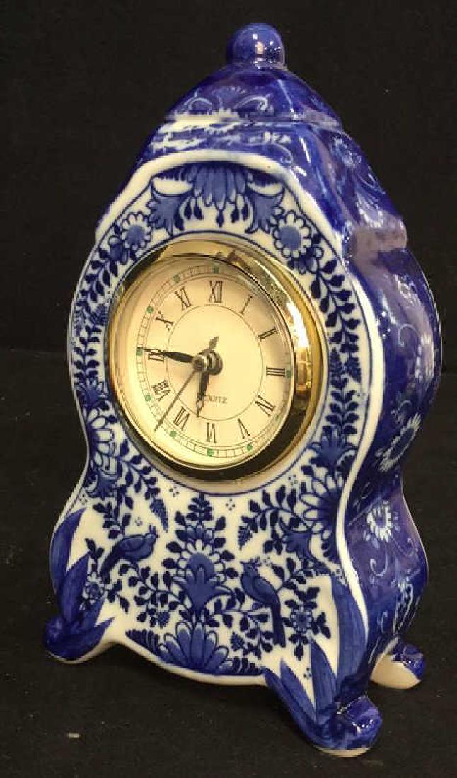 Blu White Ceramic Mantle Clock (1 of 8)