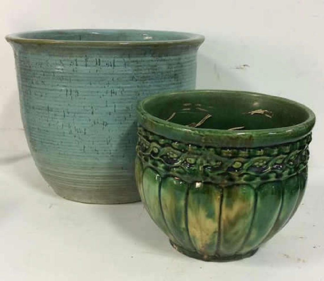 Lot 2 Glazed Ceramic Planters (1 of 8)