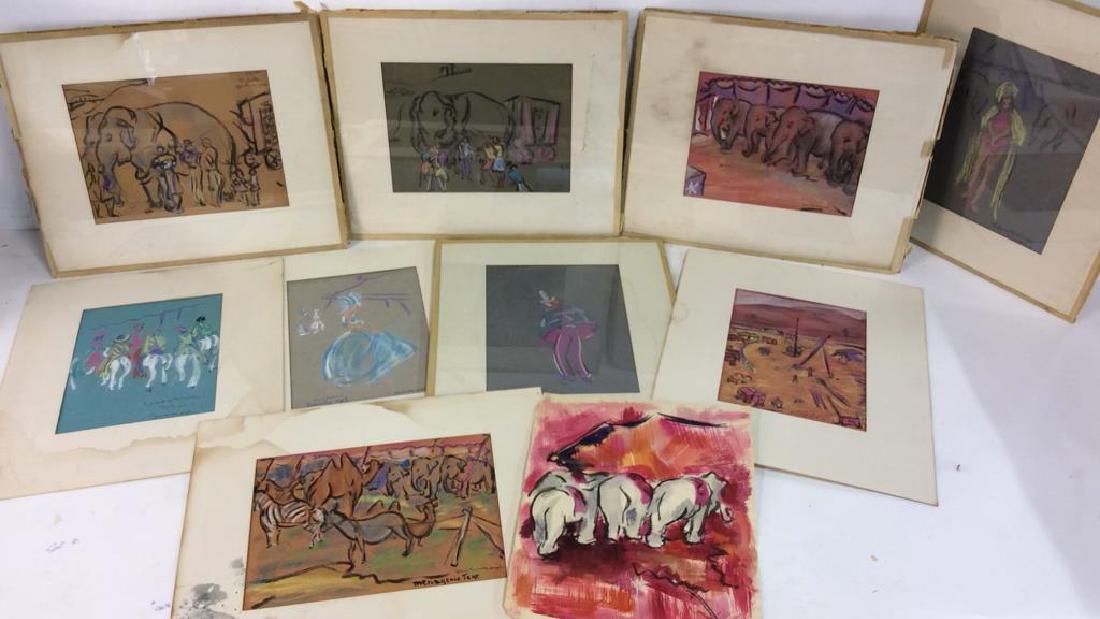 Lot 10 Grace Huntley Pugh Circus Pastel Drawings (1 of 15)