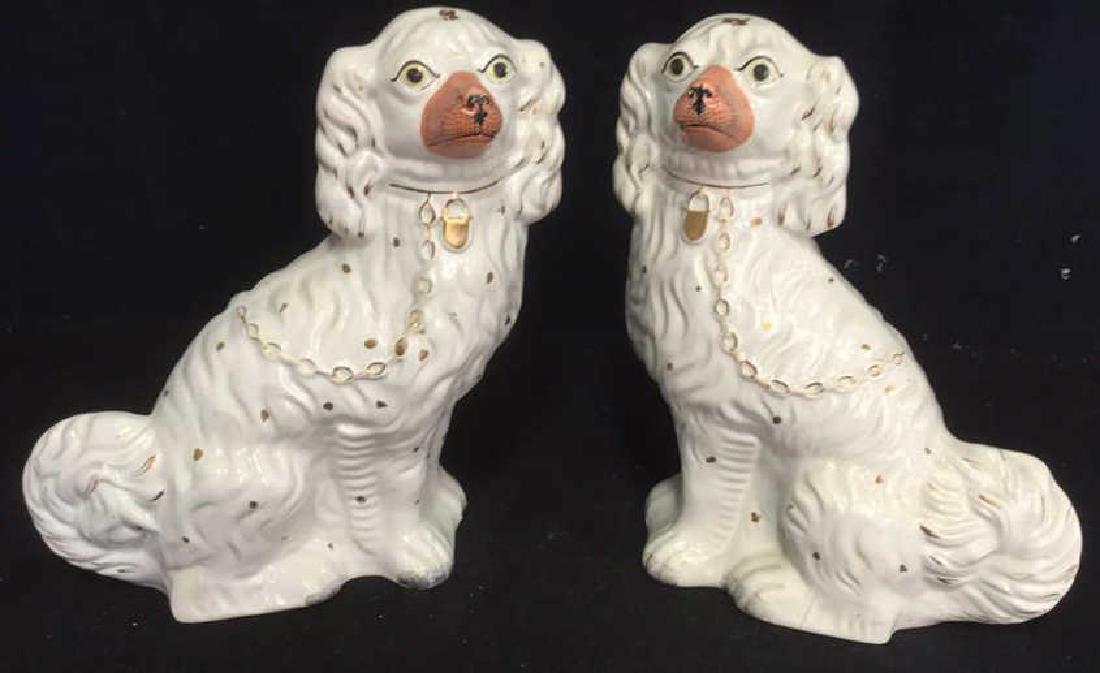 Pair Antique Staffordshire Spaniel Dog  Figures (1 of 10)