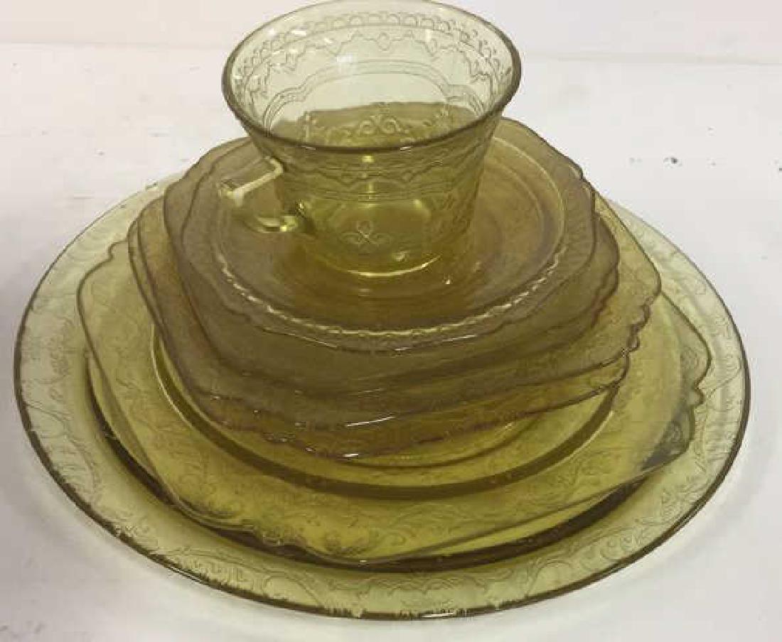 Vintage Yellow Pressed Glass Partial Service (1 of 7)