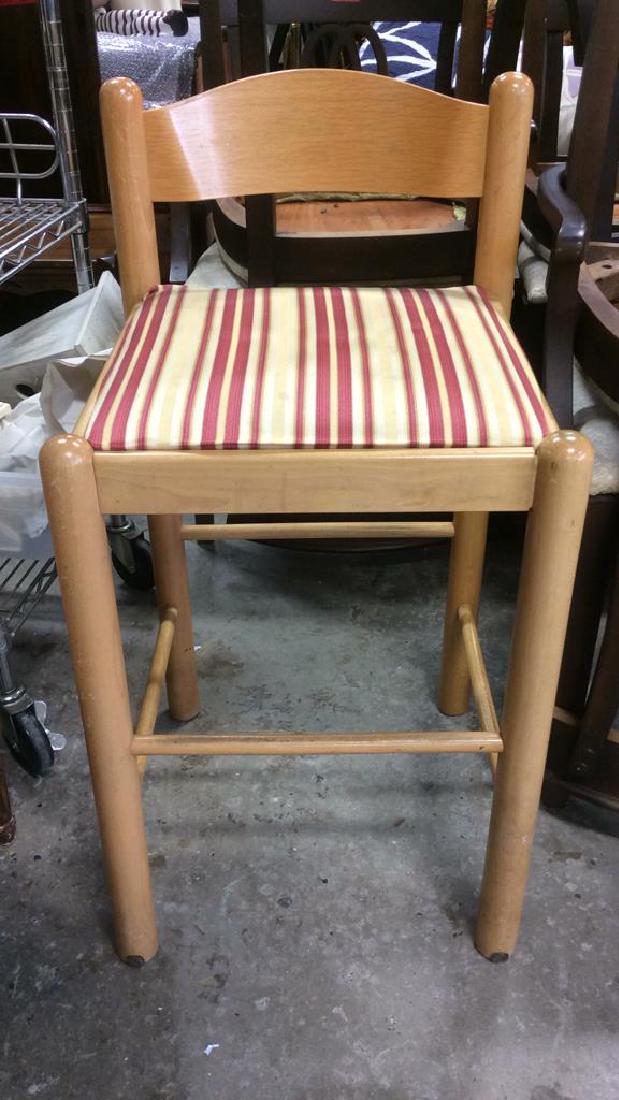 Pair Wooden Cushioned Stools W Backrests (1 of 10)