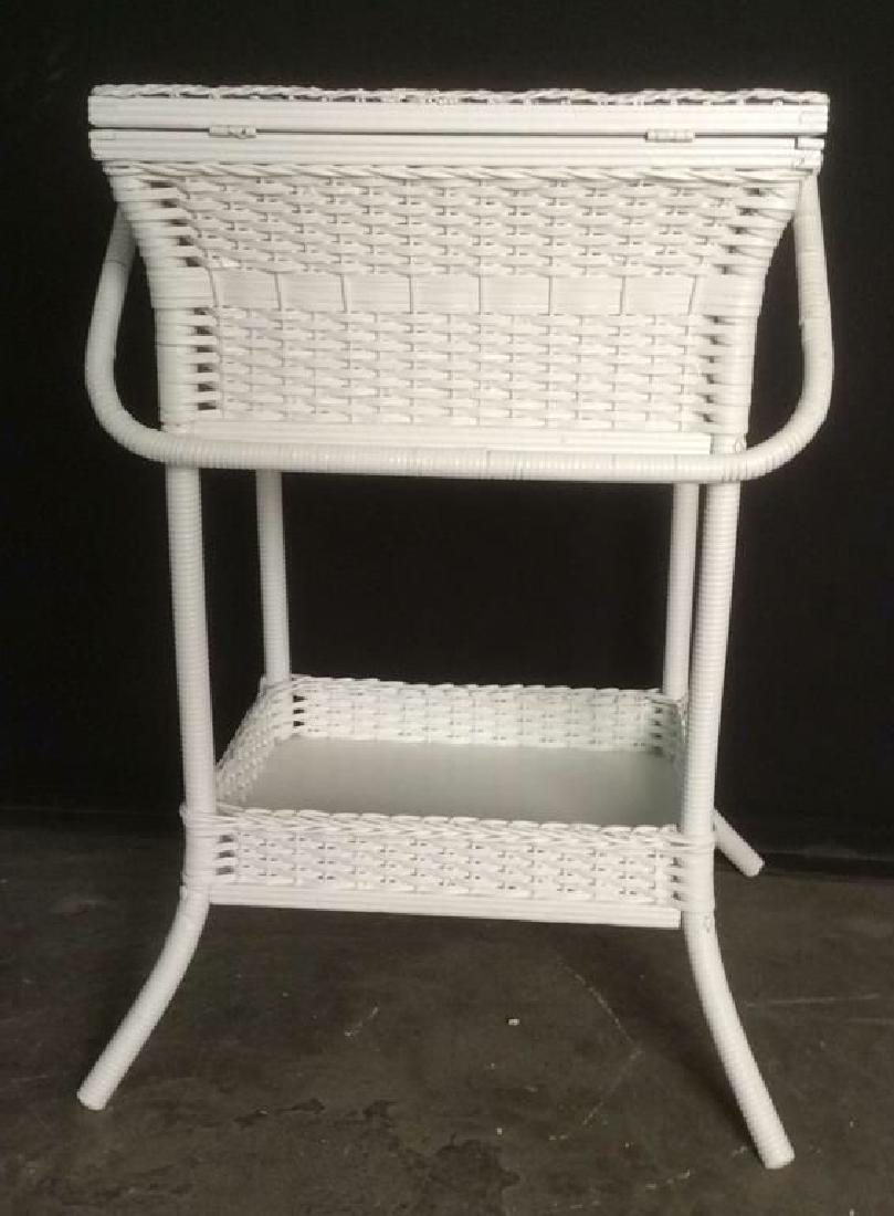 White Toned Wicker Basket With Legs Stand (1 of 6)