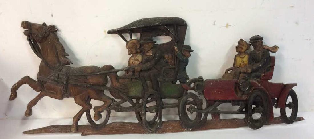 Vintage Painted Iron Horse Carriage Wall Hanging (1 of 8)