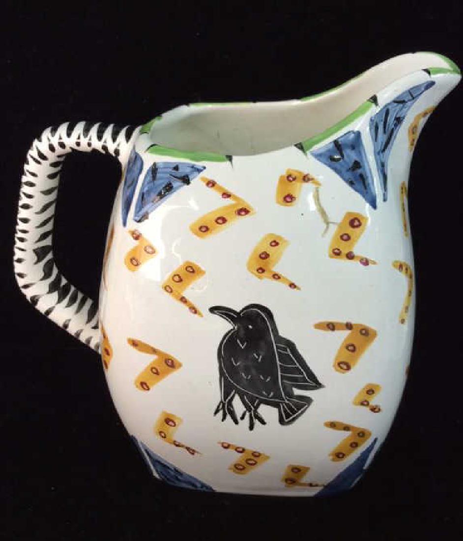 Hand Painted Bird W Geometric Design Pitcher (1 of 8)