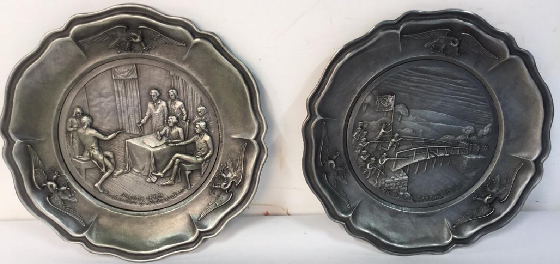Pair Of Vintage Pewter Commemorative Plates (1 of 8)