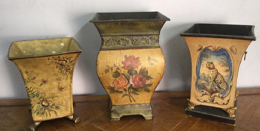 Lot 3 Decorative Tole Style  Vases (1 of 6)