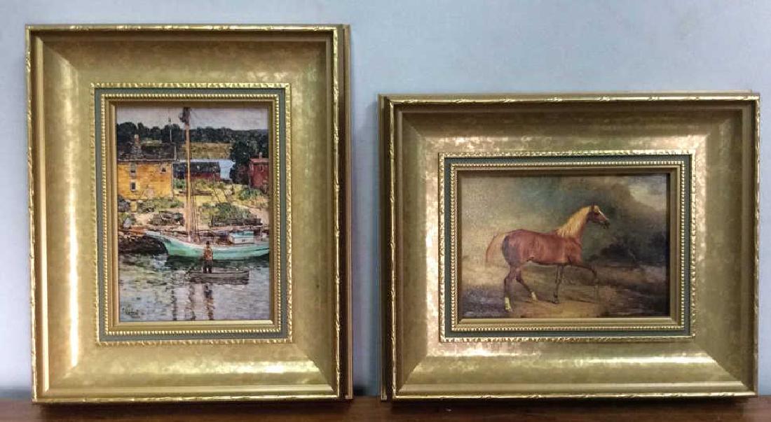 Lot 2 Textured Prints W Gold Toned Frames (1 of 10)