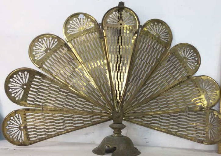 Vintage Brass Fan Shaped Fireplace Screen