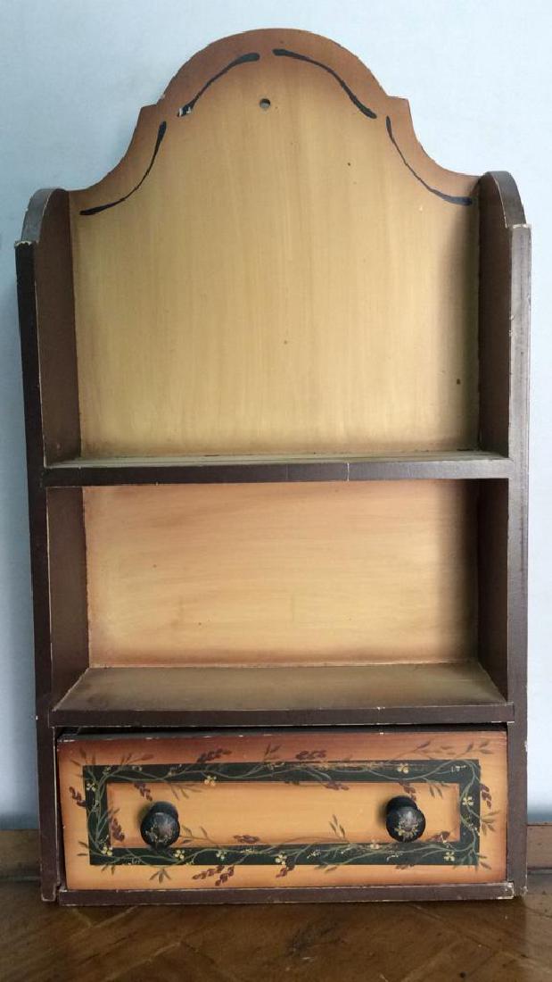 Carved Wooden Painted Hanging Wall Shelf (1 of 6)