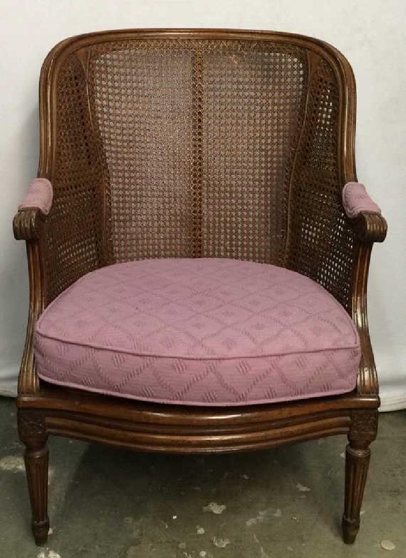 Caned Club Chair With Lavender Toned Cushion (1 of 8)