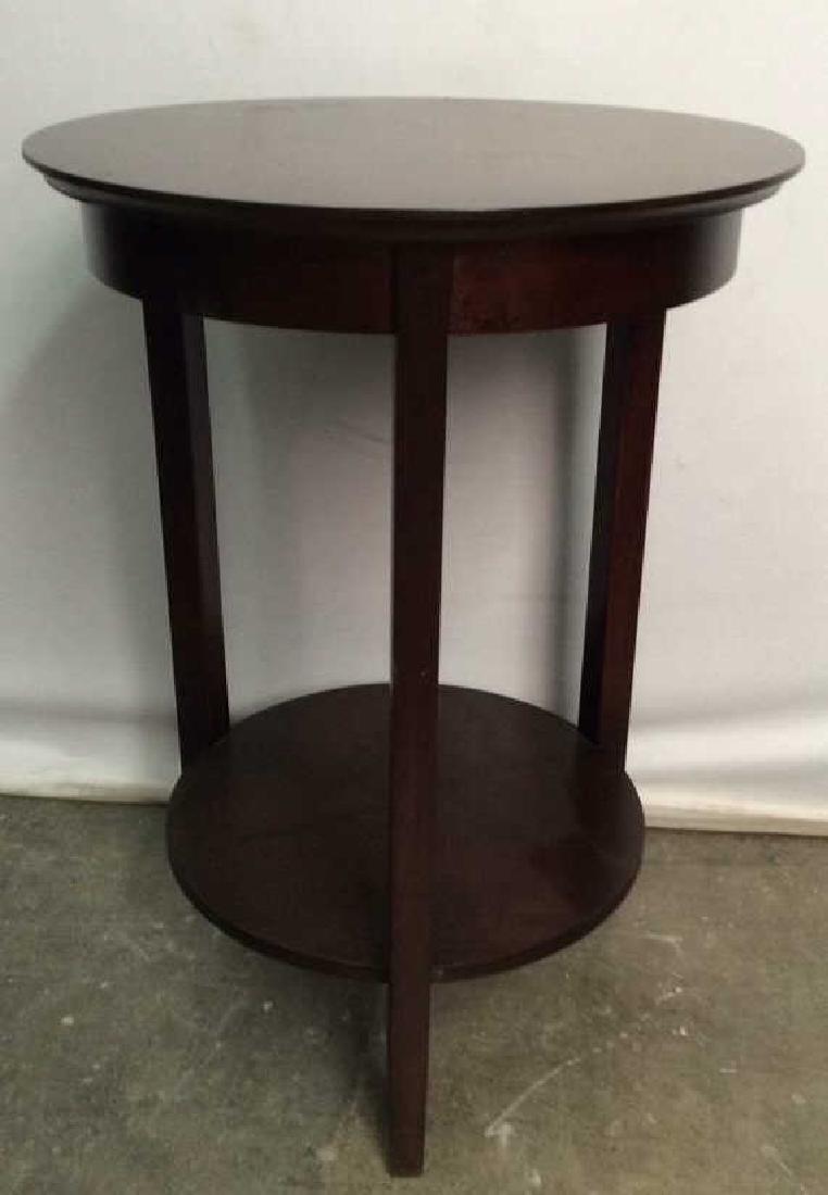 Brown Toned Round Wooden Side Table (1 of 5)