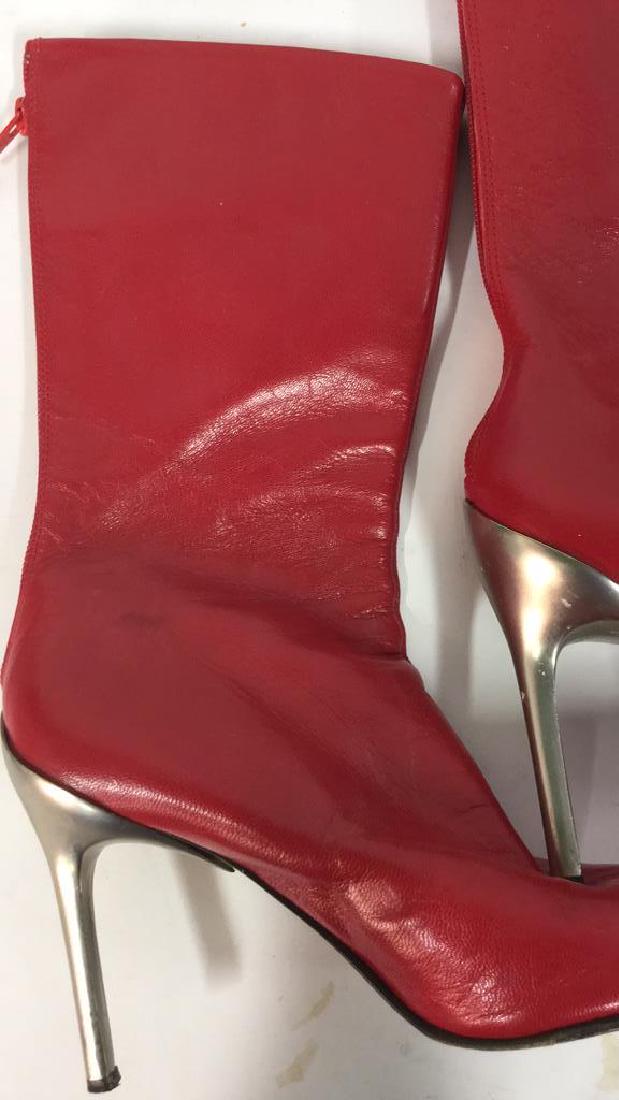 Red Leather Boots Black Strap Sandals (1 of 7)