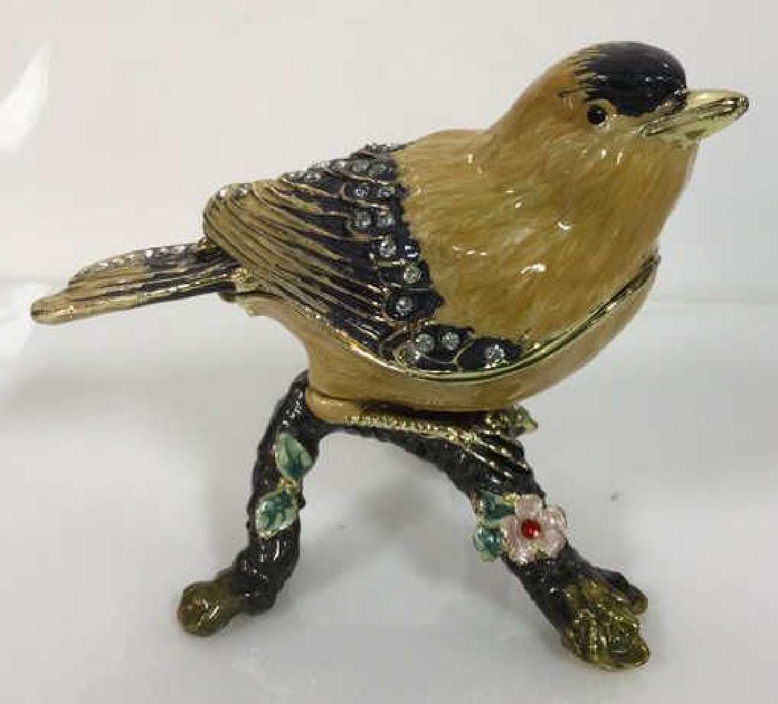 Painted Enamel Bird On Branch Trinket Box (1 of 8)