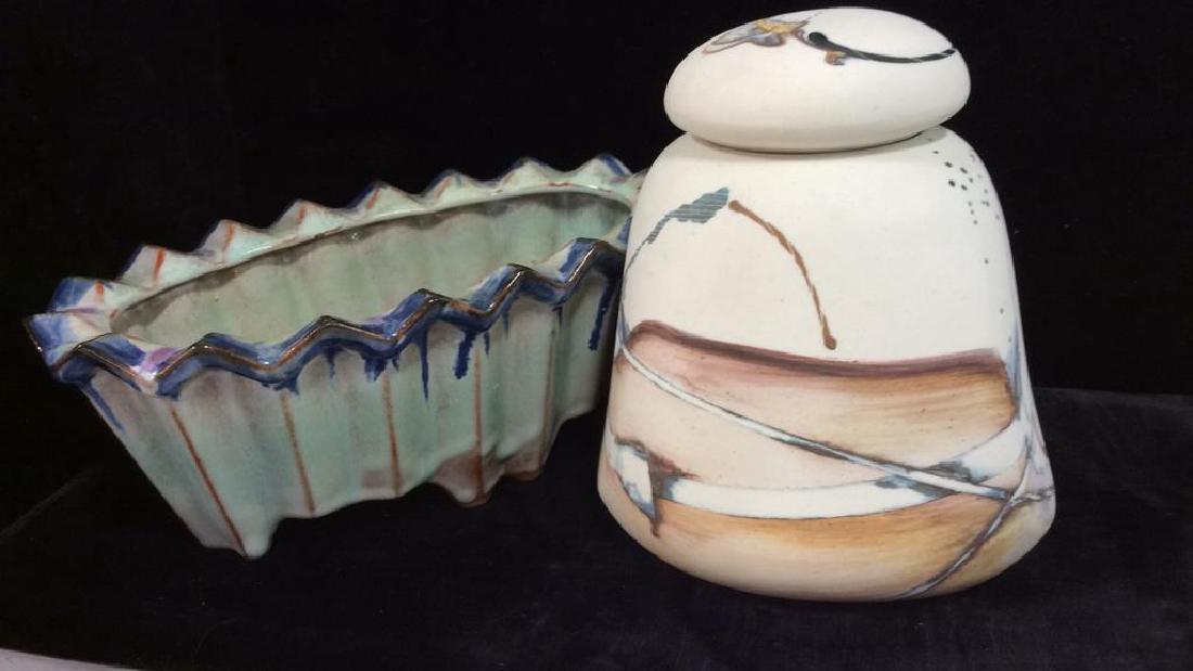 Lot 2 Porcelain Lidded Trinket Dish W PlanterVase (1 of 9)
