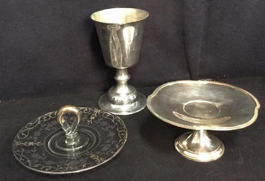 Lot 3 Silver Plate And Etched Glass Dishes (1 of 10)