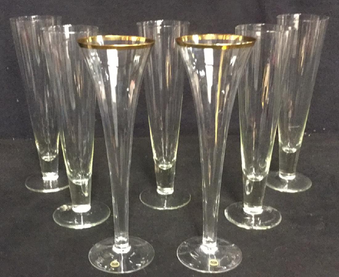 Lot 7 Crystal And Glass Champagne Pilsner Glasses (1 of 6)