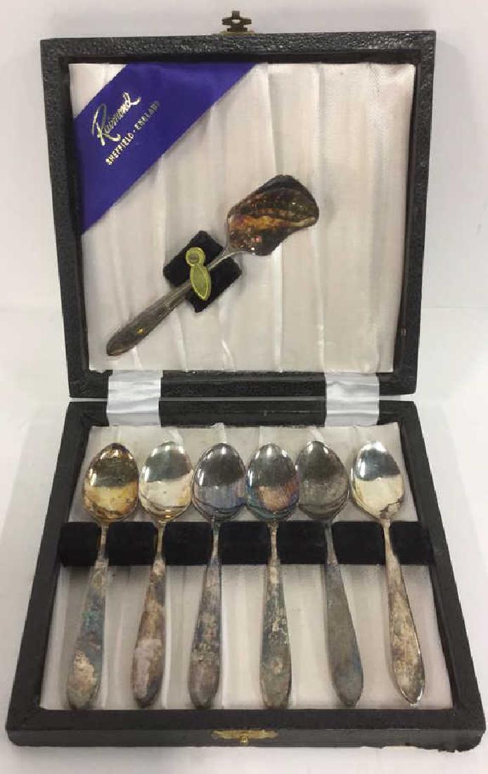 Lot 7 Sheffield England Silver Plate Spoons w Box (1 of 7)