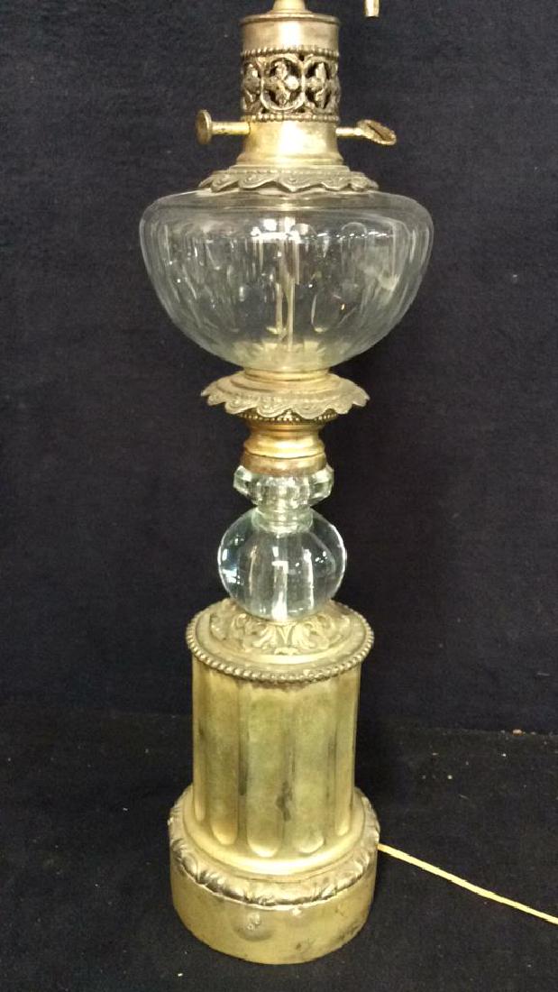 Crystal, Glass & Brass Lamp W Shade (1 of 9)