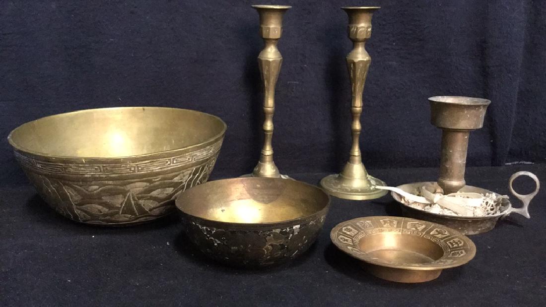 Lot 6 Brass Toned Metal Tabletop Accessories (1 of 9)