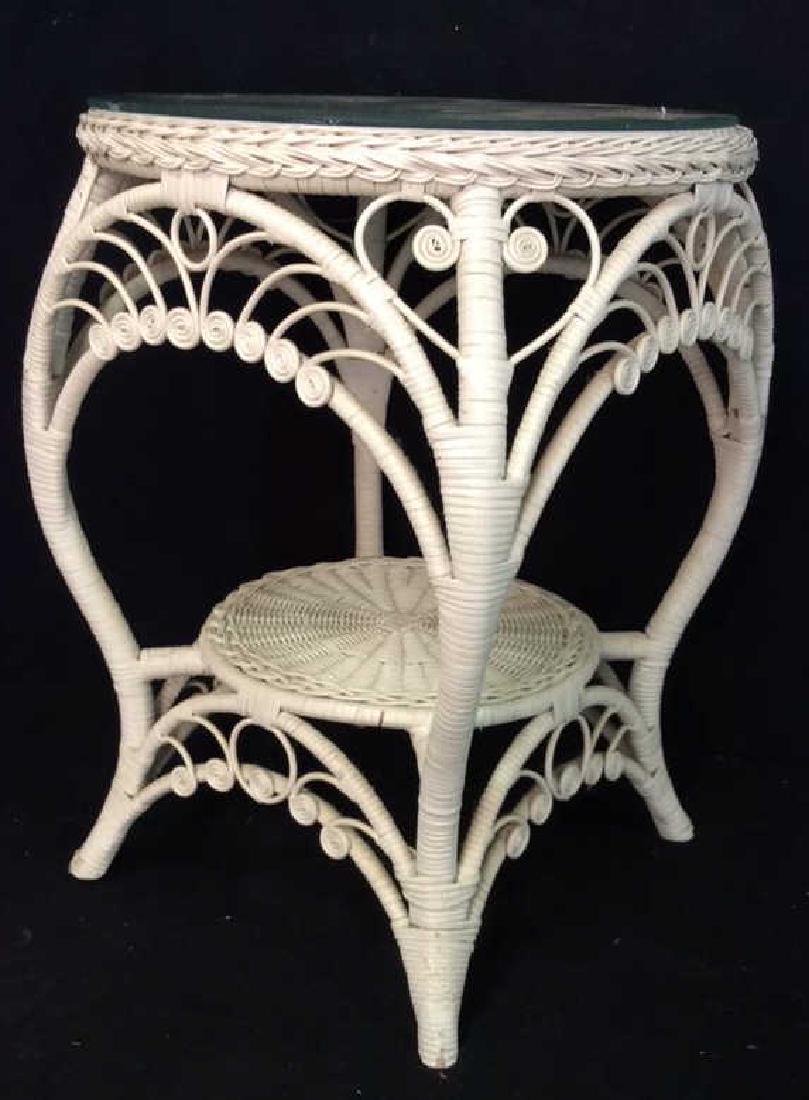 Vintage Curly White Wicker Table (1 of 8)