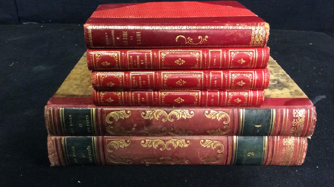 Group Red Gold Leather Bindings Antique Books (1 of 8)