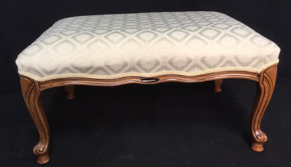 Upholstered Italian Ottoman With Carved Legs (1 of 7)