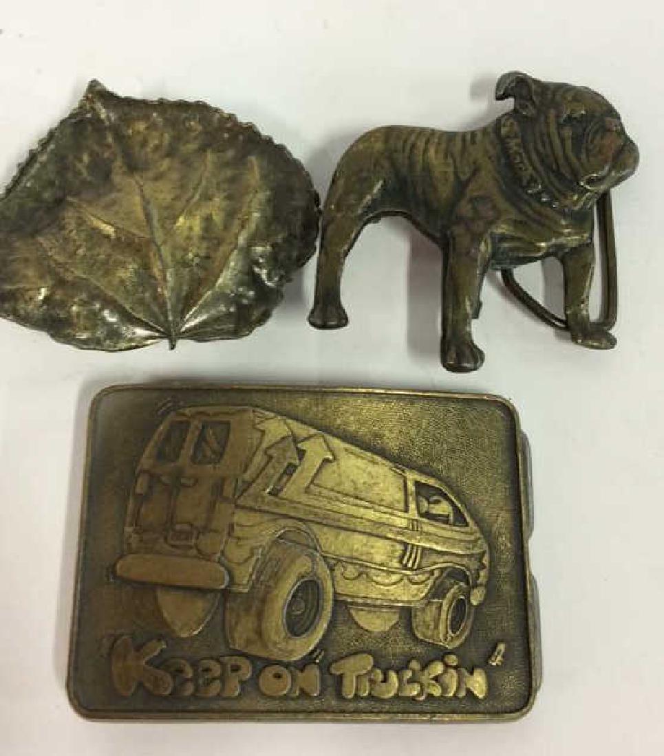 Lot 3 Assorted Brass Toned Metal Belt Buckles (1 of 7)