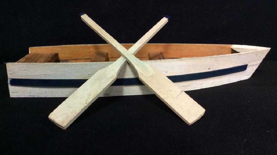 Lot 3 Wooden Boat Figure W Paddles (1 of 5)