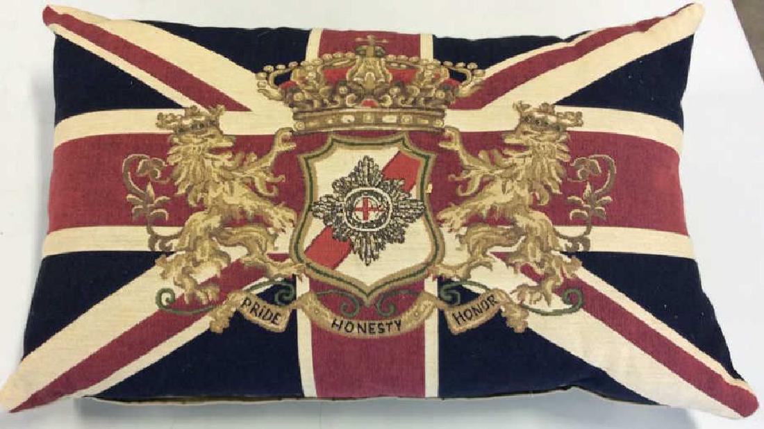 British Tapestry Style Lion Emblem Toss Pillow (1 of 9)