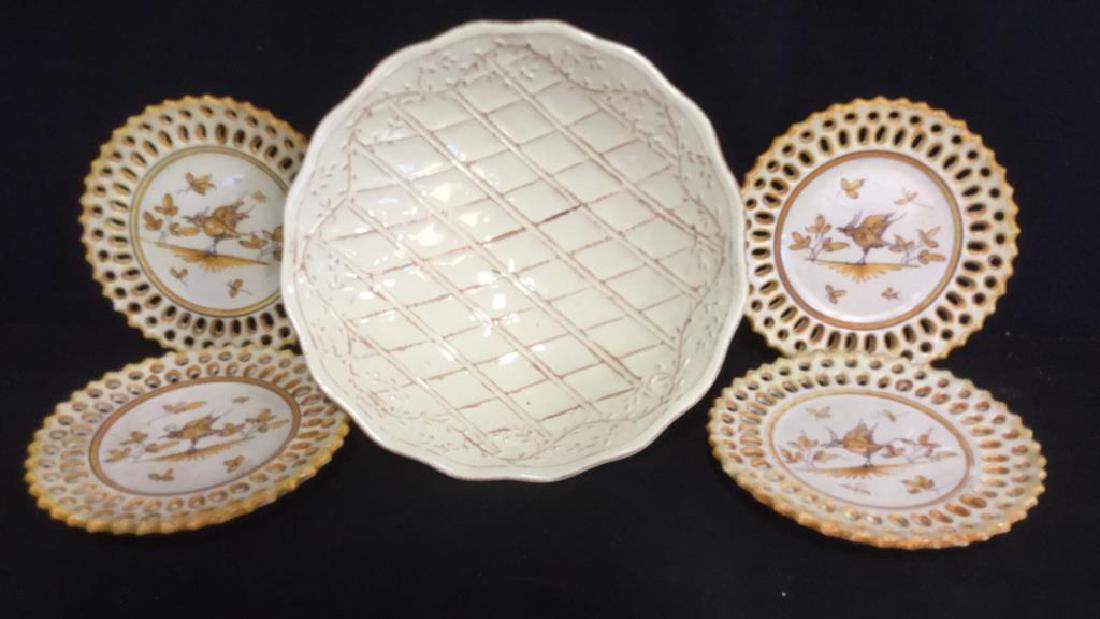 Pottery Bowl w 4 Pottery Plates (1 of 11)