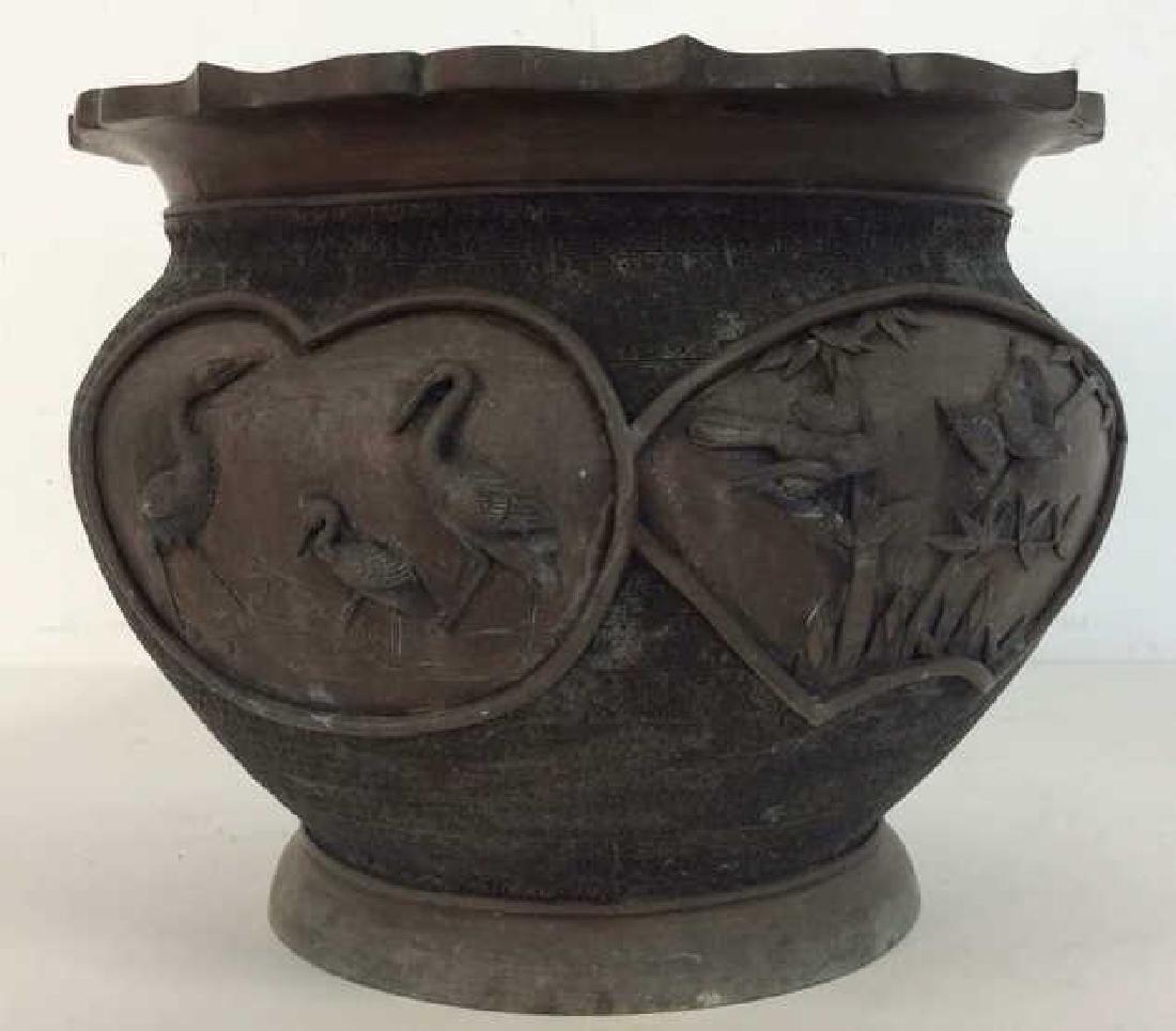Bronze Toned Metal Oriental Vase Planter (1 of 9)