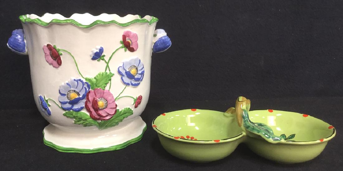 Lot 2 Vintage Hand Painted Italian Planter & Dish (1 of 12)