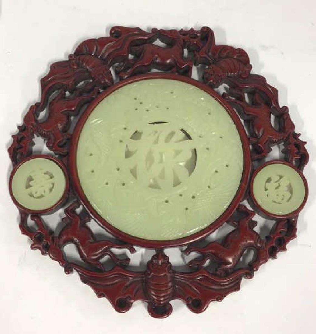 Oriental Style Wall Hanging Plaque W Poss Jade (1 of 9)