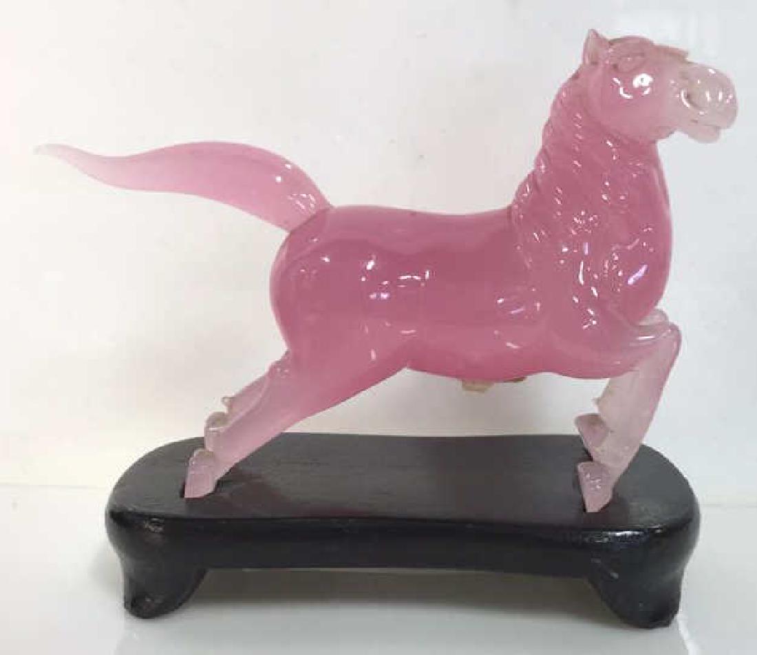 Pink Toned Sculpted Horse Figural W Stand (1 of 8)