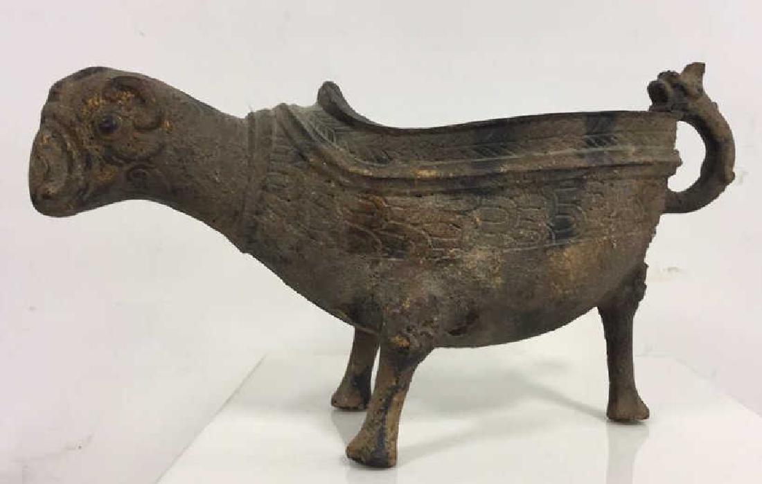 Vintage Weathered Metal Goat Figural Bowl (1 of 8)