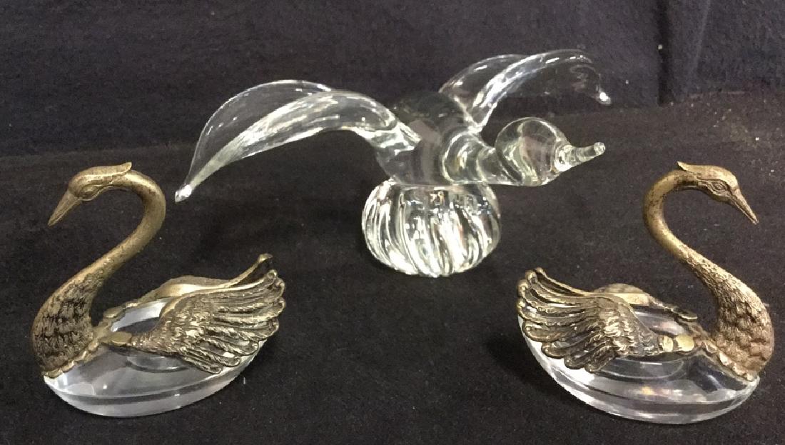 Lot 3 Swan And Duck Glass Metal Figurals (1 of 7)