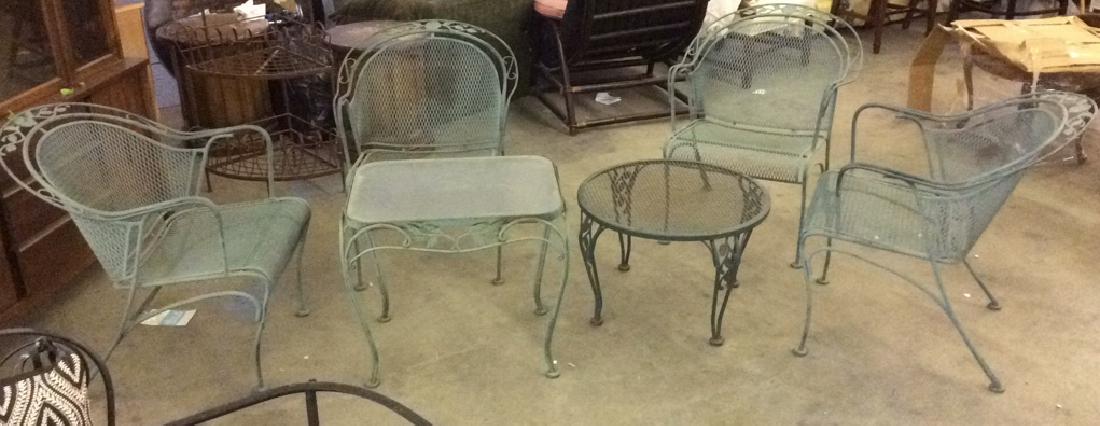 VIntage Set 6 Outdoor Metal Table & Chair Set (1 of 7)