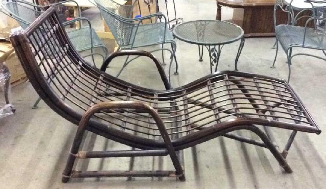 Mid Century Modern Bamboo Leather Lounge Chair (1 of 8)