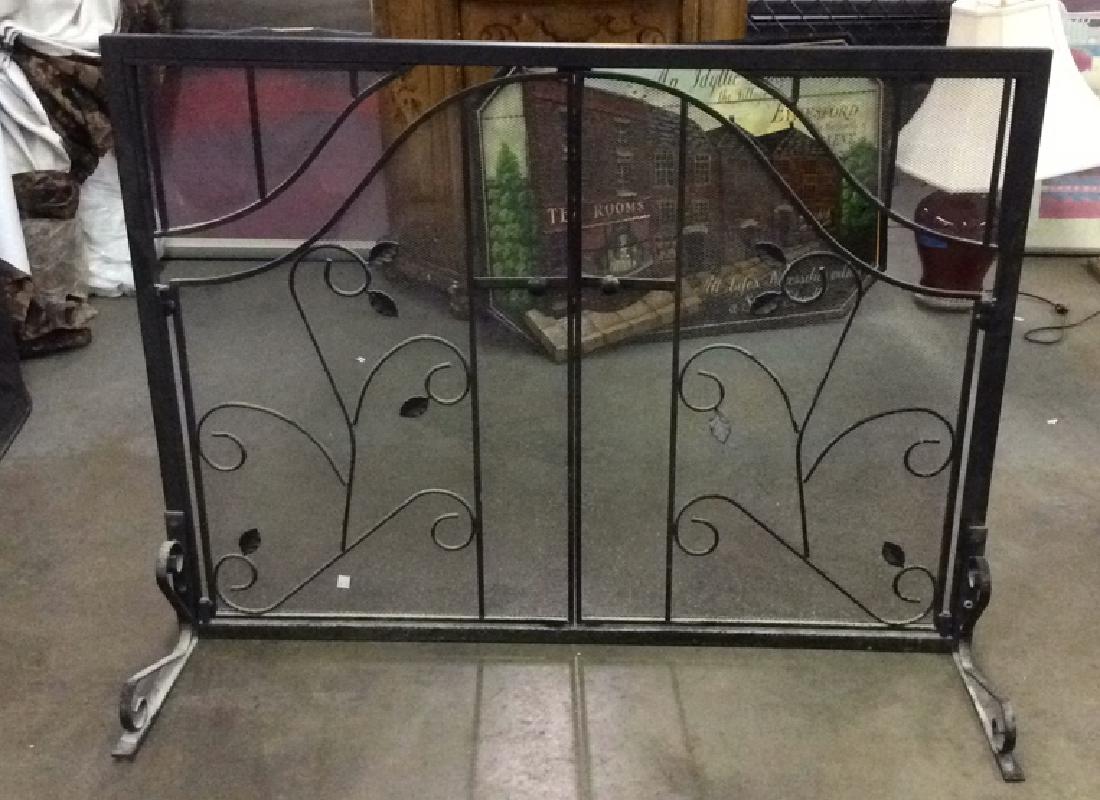 Black Toned Metal Two Door Fireplace Screen (1 of 5)