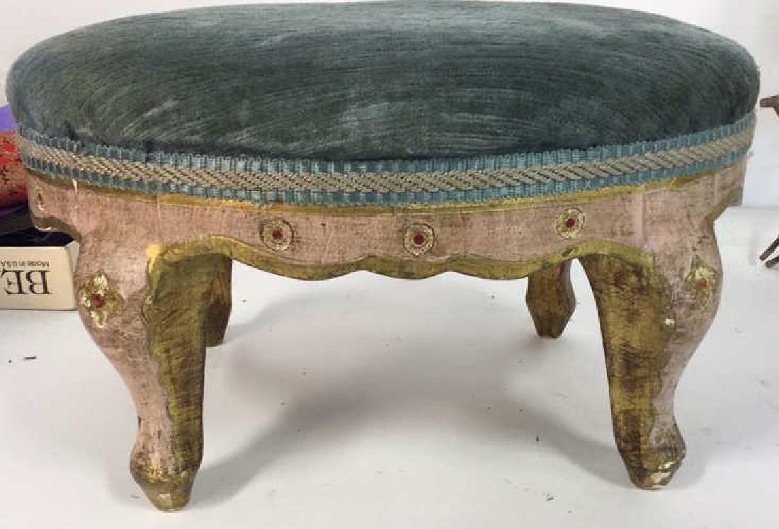 Antique Italian Carved Painted Footstool (1 of 9)