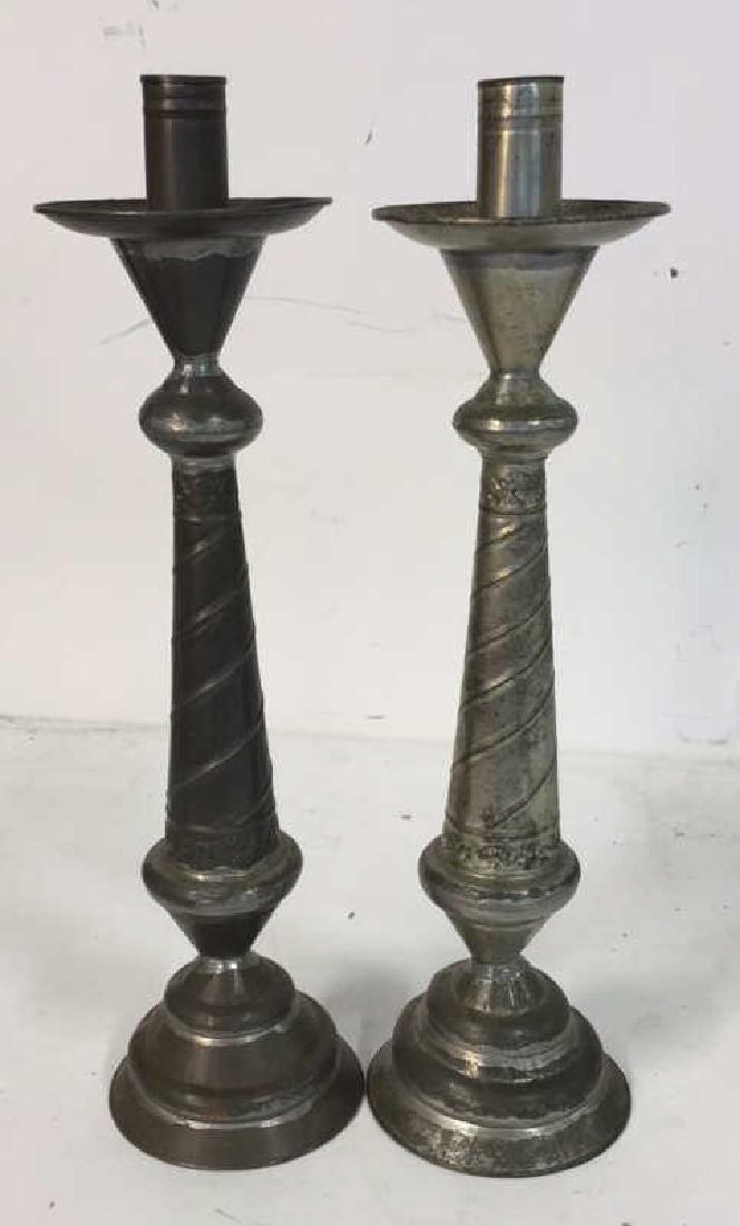 Pair Shaped Vintage Metal Candlesticks (1 of 7)