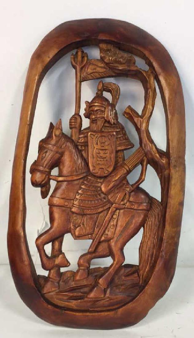 Asian Carved Wood Wall Hanging (1 of 6)