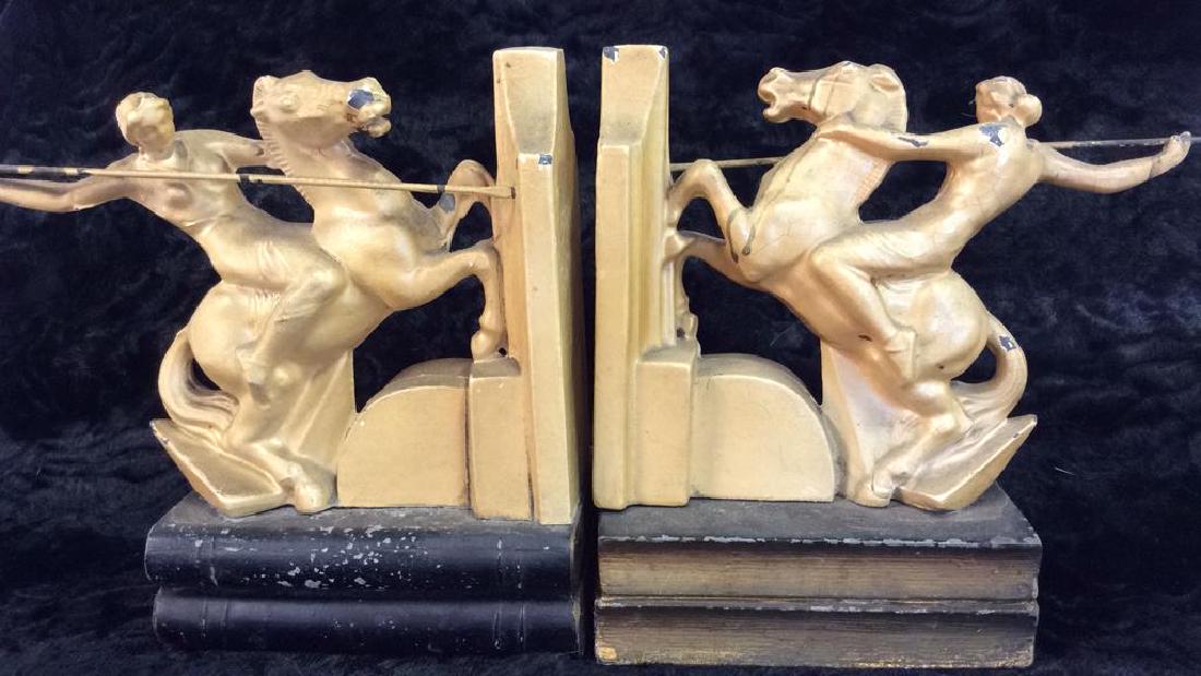 Pair Warriors on Horseback Metal Bookends (1 of 8)
