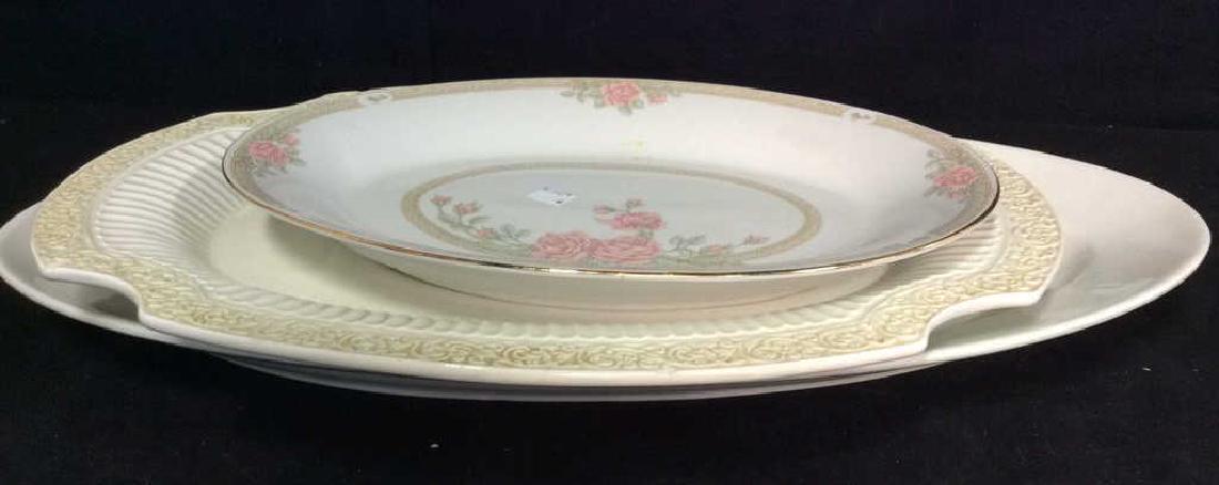 Lot three eramic Serving platters: longest measures 24 inches marked ARABIA Made in England